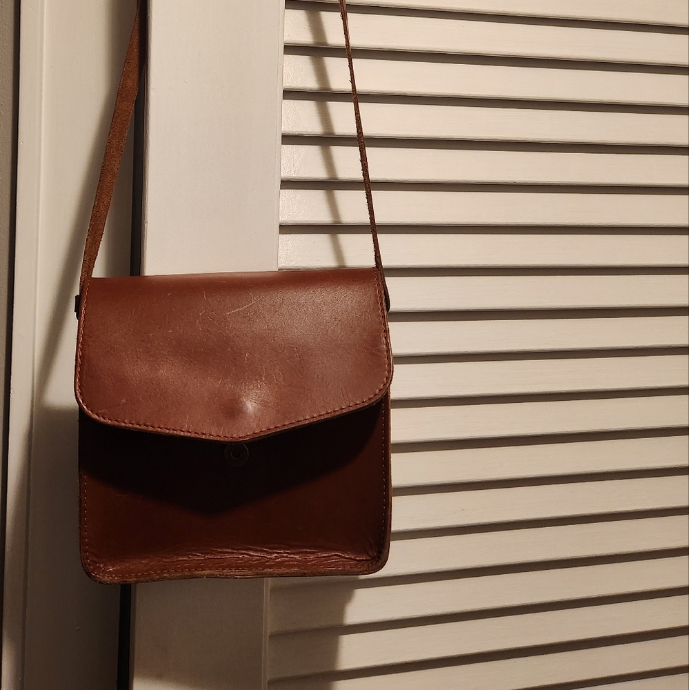 Portland Leather Tan Crossbody Bag with Suede Texture